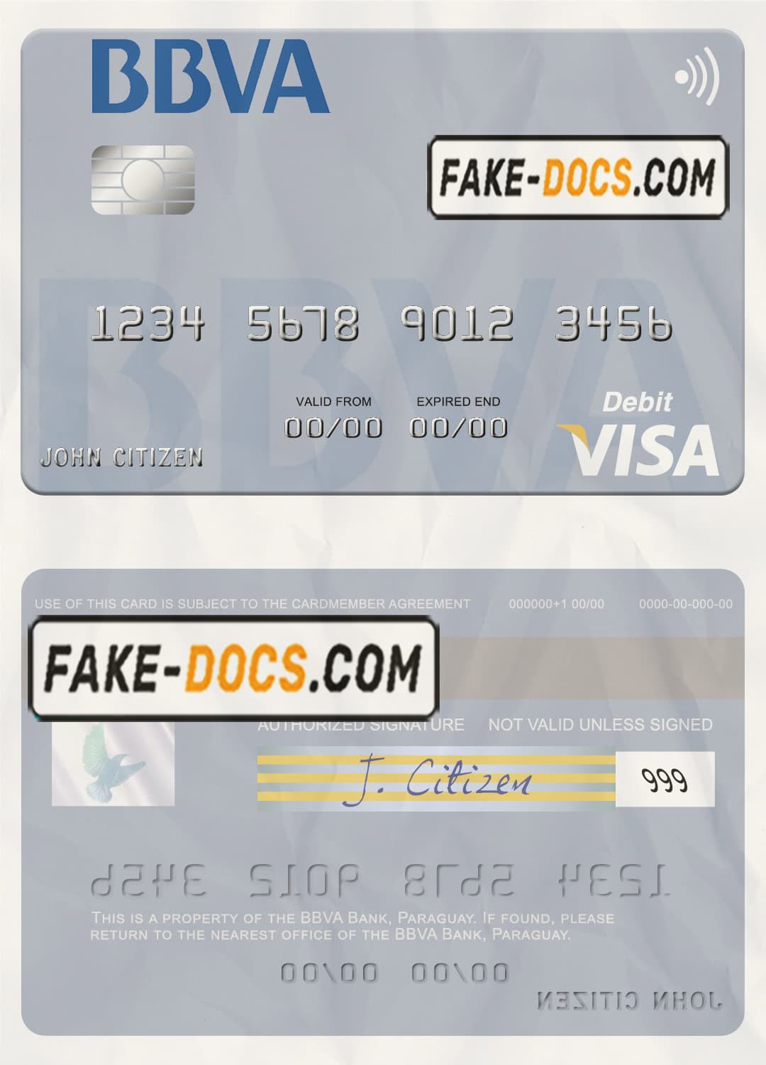 Paraguay Banco BBVA visa credit card template in PSD format Paraguay Banco BBVA visa credit card template in PSD format