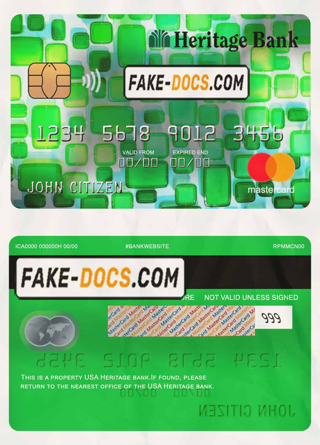 USA Heritage bank mastercard fully editable template in PSD format USA Heritage bank mastercard fully editable template in PSD format