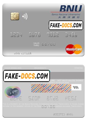 Timor-Leste Banco Nacional Ultramarino building mastercard template in PSD format