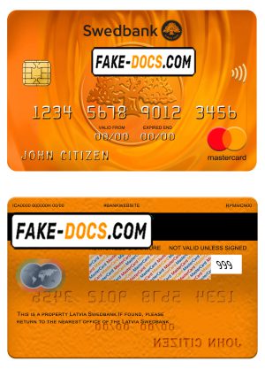 Latvia Swedbank mastercard, fully editable template in PSD format Latvia Swedbank mastercard, fully editable template in PSD format