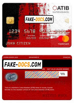Libya Assaray bank (ATIB) mastercard, fully editable template in PSD format