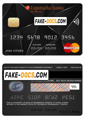 Croatia Zagrebacka bank mastercard credit card template in PSD format, fully editable