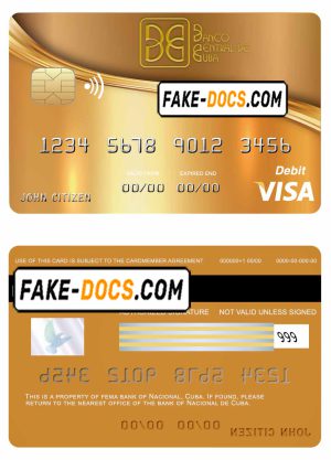 Cuba Nacional bank visa credit card template in PSD format, fully editable