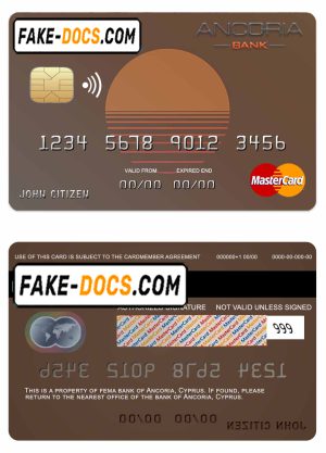 Cyprus Ancoria bank mastercard template in PSD format, fully editable