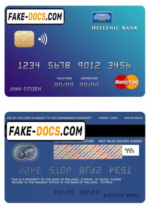 Cyprus Hellenic bank mastercard credit card template in PSD format, fully editable