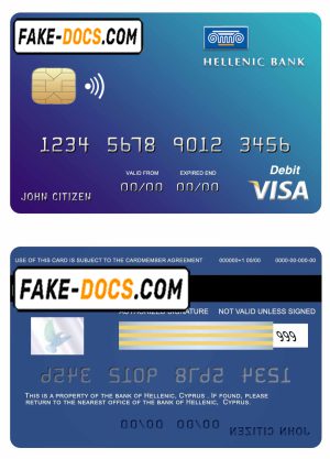Cyprus Hellenic bank visa credit card template in PSD format, fully editable