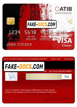 Libya Assaray bank (ATIB) visa classic card, fully editable template in PSD format