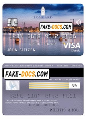 Malta Lombard bank visa classic card, fully editable template in PSD format Malta Lombard bank visa classic card, fully editable template in PSD format