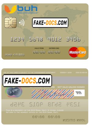 Haiti BUH Bank mastercard credit card template in PSD format, fully editable