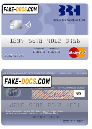 Haiti BRH bank mastercard template in PSD format, fully editable
