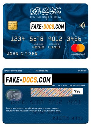 Libya Central bank mastercard, fully editable template in PSD format