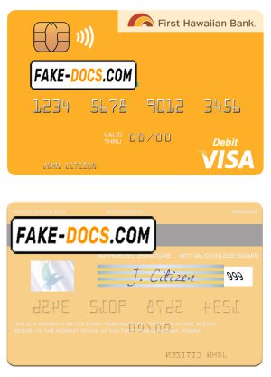 Hawaii First Hawaiian Bank visa card template in PSD format, fully editable