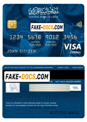 Libya Central bank visa classic card, fully editable template in PSD format