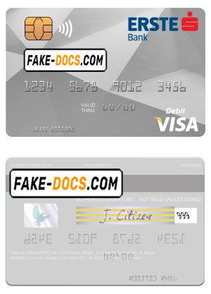Hungary Erste Bank visa card template in PSD format, fully editable