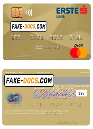 Hungary Erste Bank mastercard template in PSD format, fully editable