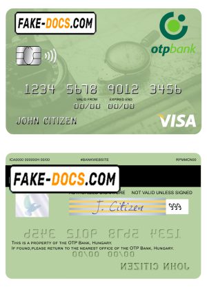Hungary OTP Bank visa card template in PSD format, fully editable Hungary OTP Bank visa card template in PSD format, fully editable