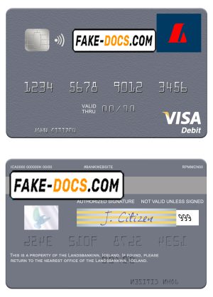 Iceland Landsbankinn visa card template in PSD format, fully editable Iceland Landsbankinn visa card template in PSD format, fully editable