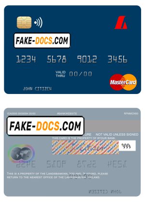 Iceland Landsbankinn mastercard template in PSD format, fully editable Iceland Landsbankinn mastercard template in PSD format, fully editable