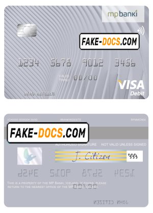 Iceland MP Banki visa card template in PSD format, fully editable Iceland MP Banki visa card template in PSD format, fully editable