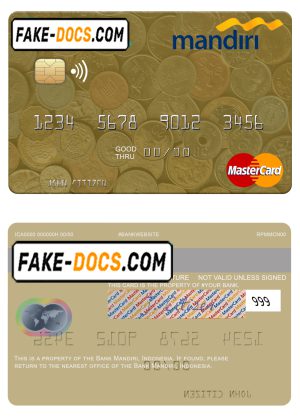 Indonesia Bank Mandiri mastercard template in PSD format, fully editable Indonesia Bank Mandiri mastercard template in PSD format, fully editable
