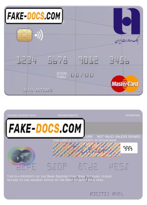 Iran Bank Saderat bank mastercard template in PSD format, fully editable Iran Bank Saderat bank mastercard template in PSD format, fully editable