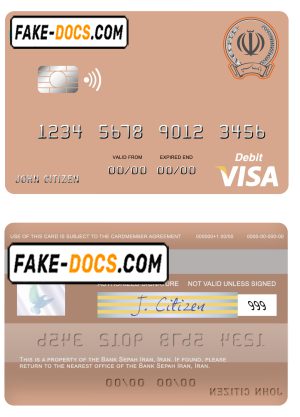 Iran Sepah bank visa card template in PSD format, fully editable Iran Sepah bank visa card template in PSD format, fully editable