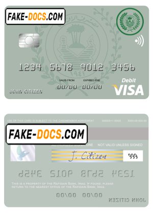 Iraq Rafidain bank visa debit card template in PSD format, fully editable Iraq Rafidain bank visa debit card template in PSD format, fully editable