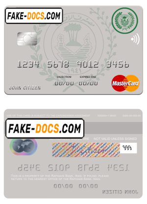 Iraq Rafidain bank mastercard card template in PSD format, version 2 Iraq Rafidain bank mastercard card template in PSD format, version 2