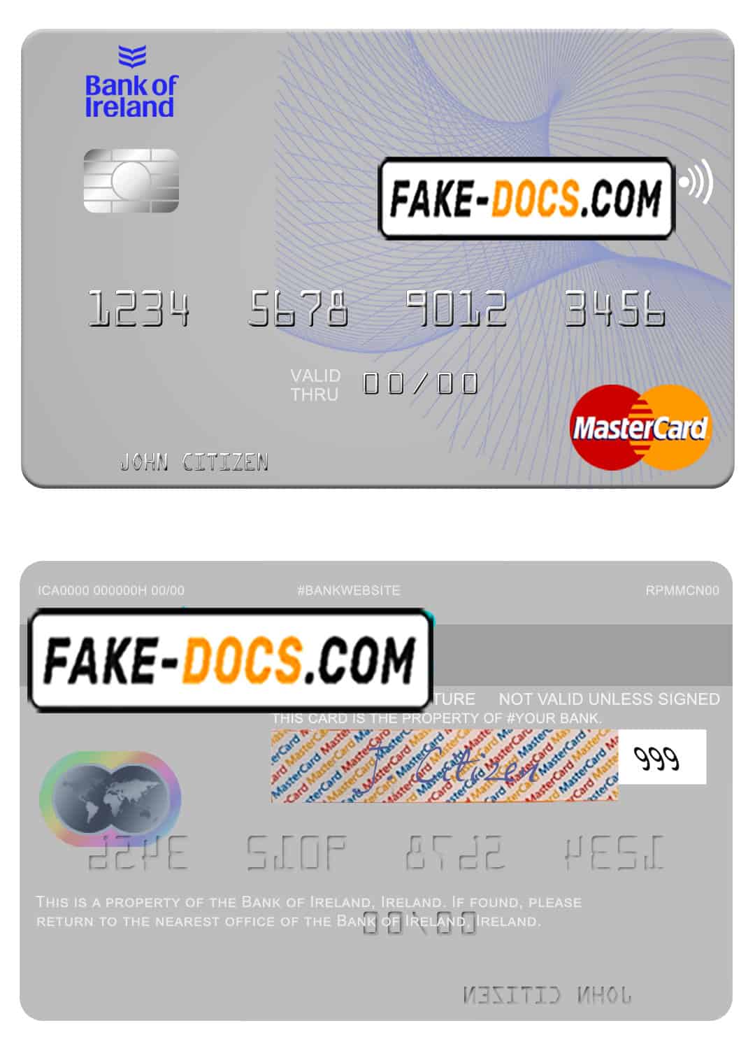 Ireland Bank of Ireland mastercard template in PSD format, fully editable Ireland Bank of Ireland mastercard template in PSD format, fully editable