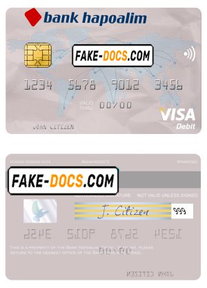 Israel Bank Hapoalim visa card template in PSD format, fully editable Israel Bank Hapoalim visa card template in PSD format, fully editable