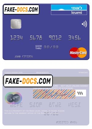Israel Bank Leumi mastercard template in PSD format, fully editable Israel Bank Leumi mastercard template in PSD format, fully editable