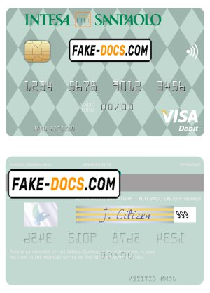 Italy Intesa Sanpaolo visa card fully editable template in PSD format Italy Intesa Sanpaolo visa card fully editable template in PSD format