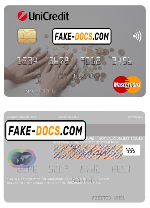 Italy UniCredit Bank mastercard fully editable template in PSD format Italy UniCredit Bank mastercard fully editable template in PSD format