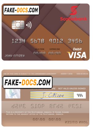 Jamaica Scotiabank visa card fully editable template in PSD format Jamaica Scotiabank visa card fully editable template in PSD format