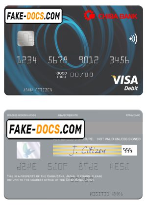 Japan Chiba Bank visa card fully editable template in PSD format Japan Chiba Bank visa card fully editable template in PSD format
