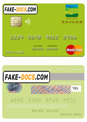Japan Norinchukin Bank mastercard fully editable template in PSD format Japan Norinchukin Bank mastercard fully editable template in PSD format