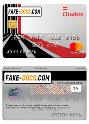 Lithuania (Litva) Citadele bank mastercard, fully editable template in PSD format Lithuania (Litva) Citadele bank mastercard, fully editable template in PSD format