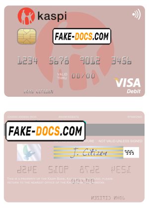 Kazakhstan Kaspi Bank visa card fully editable template in PSD format Kazakhstan Kaspi Bank visa card fully editable template in PSD format