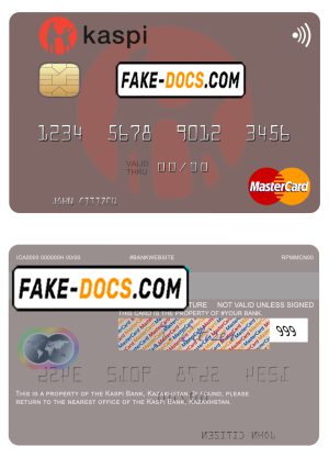 Kazakhstan Kaspi Bank mastercard fully editable credit card template in PSD format Kazakhstan Kaspi Bank mastercard fully editable credit card template in PSD format