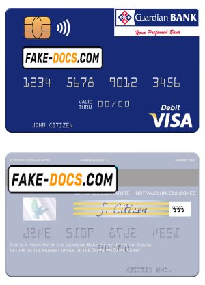 Kenya Guardian Bank visa card fully editable template in PSD format Kenya Guardian Bank visa card fully editable template in PSD format