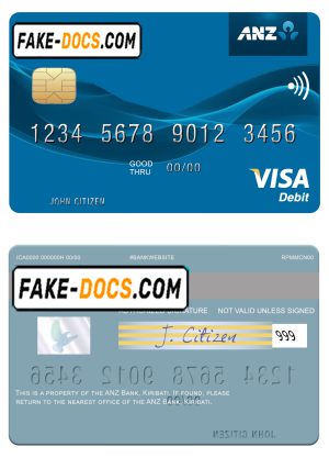 Kiribati ANZ Bank visa card fully editable template in PSD format Kiribati ANZ Bank visa card fully editable template in PSD format