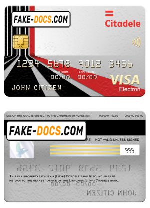 Lithuania (Litva) Citadele bank visa electron card, fully editable template in PSD format Lithuania (Litva) Citadele bank visa electron card, fully editable template in PSD format