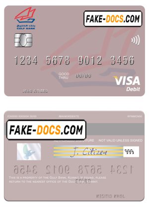 Kuwait Gulf Bank visa card fully editable template in PSD format Kuwait Gulf Bank visa card fully editable template in PSD format