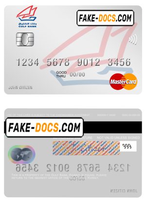Kuwait Gulf Bank mastercard fully editable template in PSD format Kuwait Gulf Bank mastercard fully editable template in PSD format