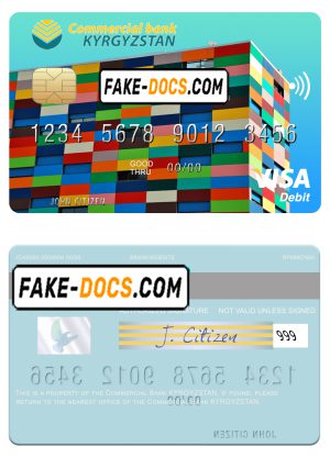 Kyrgyzstan Commercial Bank visa card fully editable template in PSD format Kyrgyzstan Commercial Bank visa card fully editable template in PSD format