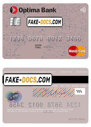 Kyrgyzstan Optima Bank mastercard fully editable template in PSD format Kyrgyzstan Optima Bank mastercard fully editable template in PSD format