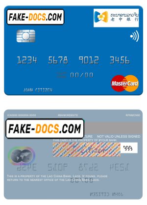 Laos Lao China Bank mastercard fully editable template in PSD format Laos Lao China Bank mastercard fully editable template in PSD format