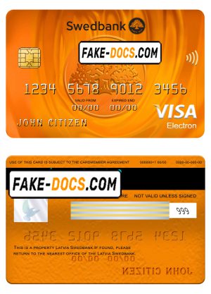 Latvia Swedbank visa electron card, fully editable template in PSD format Latvia Swedbank visa electron card, fully editable template in PSD format