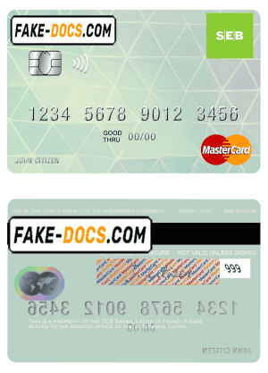 Latvia SEB Bank mastercard fully editable template in PSD format Latvia SEB Bank mastercard fully editable template in PSD format