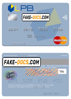 Latvia LPB Bank mastercard fully editable credit card template in PSD format Latvia LPB Bank mastercard fully editable credit card template in PSD format